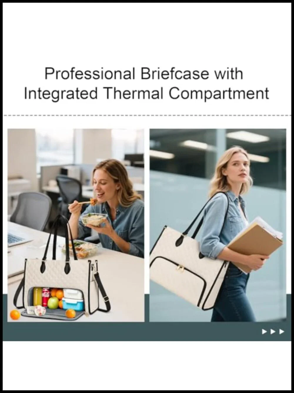 Insulated Lunch Tote Bag 2-in-1 Quilted Laptop Lunch Bag for Work, Office, Nurse